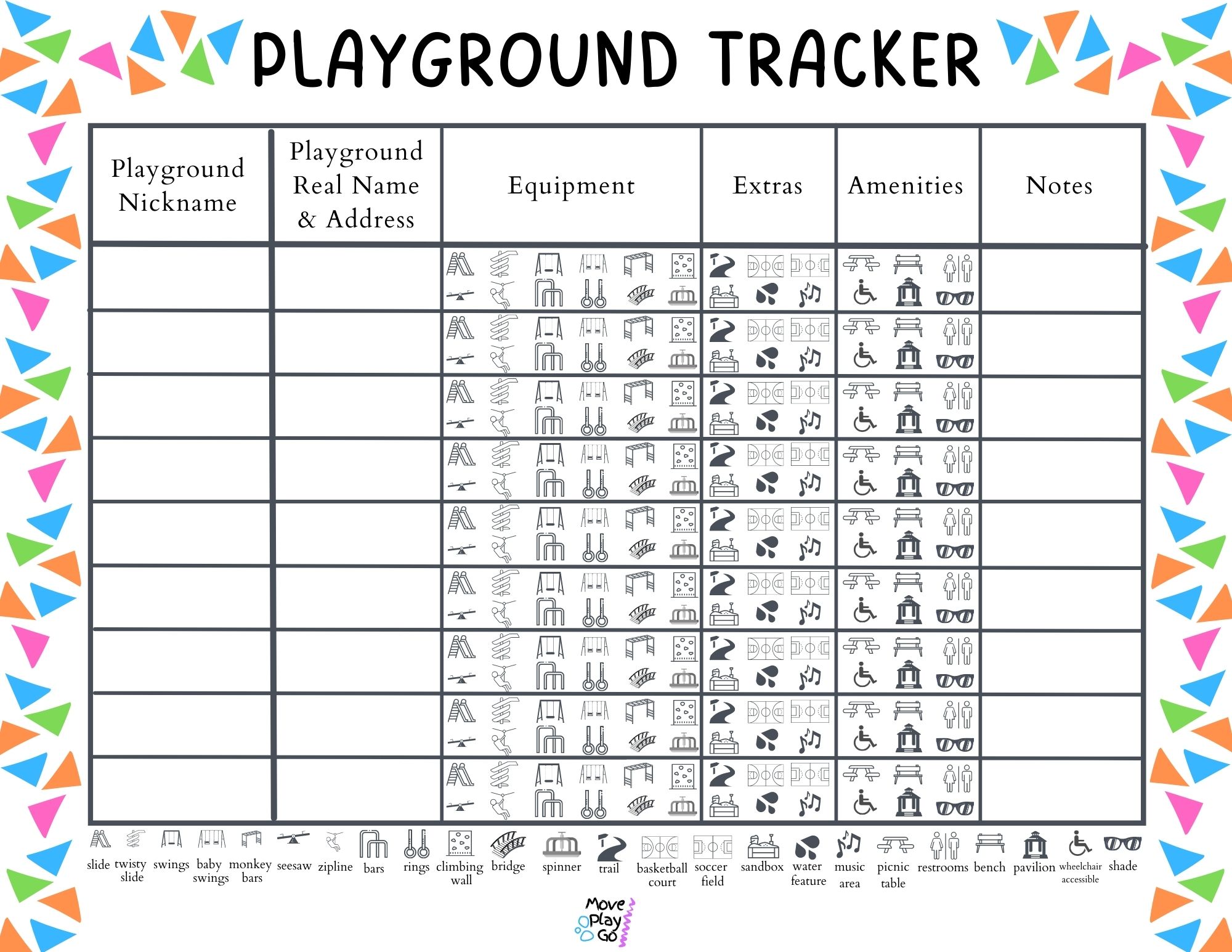 Playground Tracker - Move Play Go