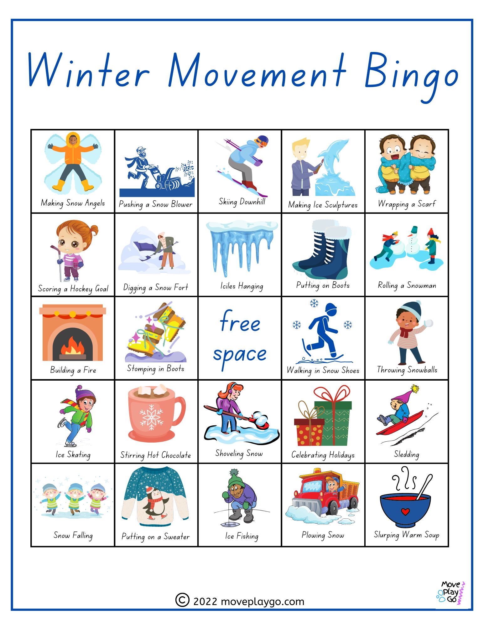 Winter Movement Bingo - Move Play Go