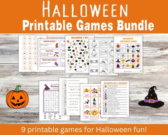 Halloween Printable Games Bundle - Move Play Go